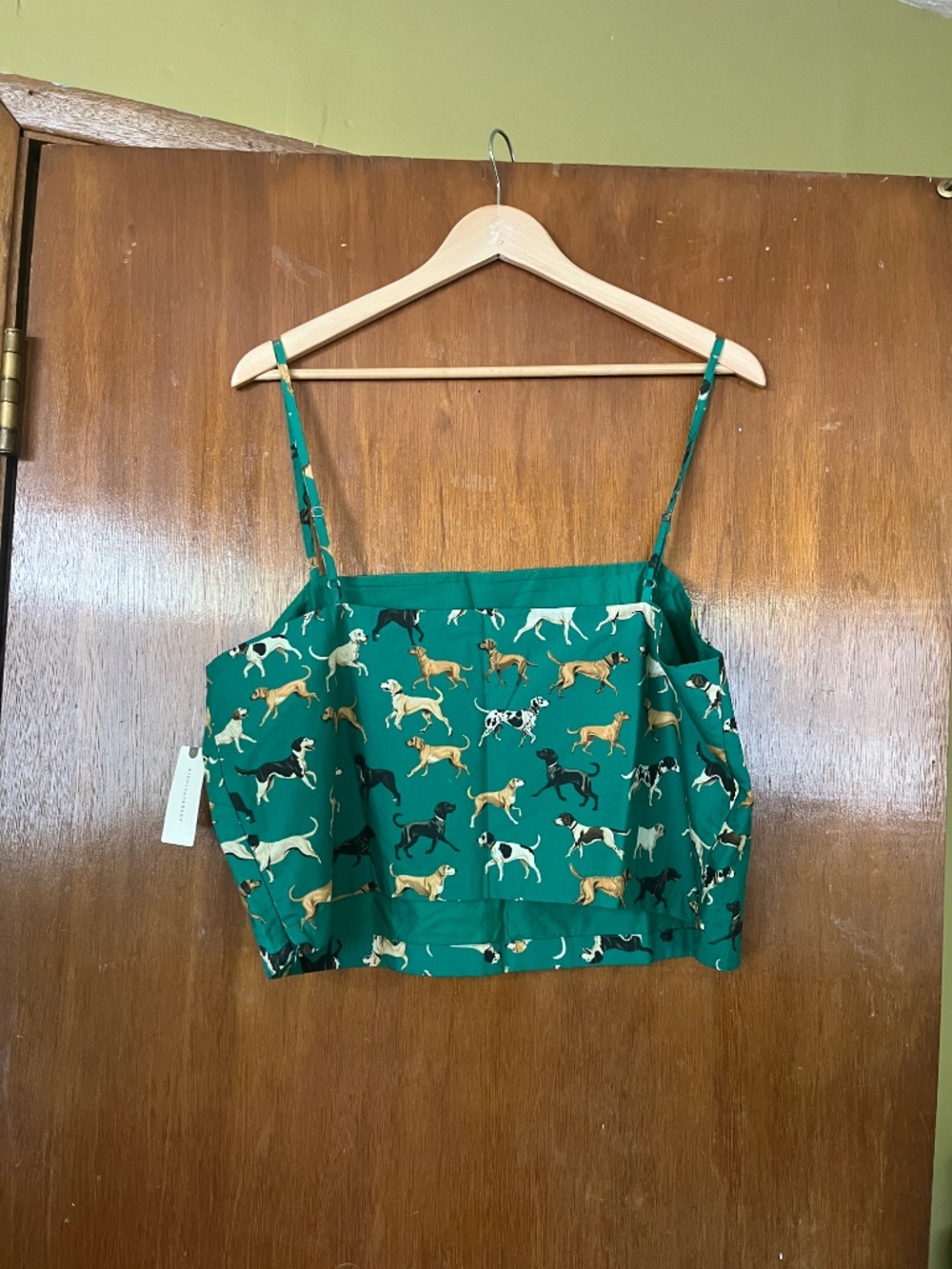 Anthropologie The Jacie Poplin Dog Print Green Maxi Skirt + Tank SET XL - Picture 3 of 6